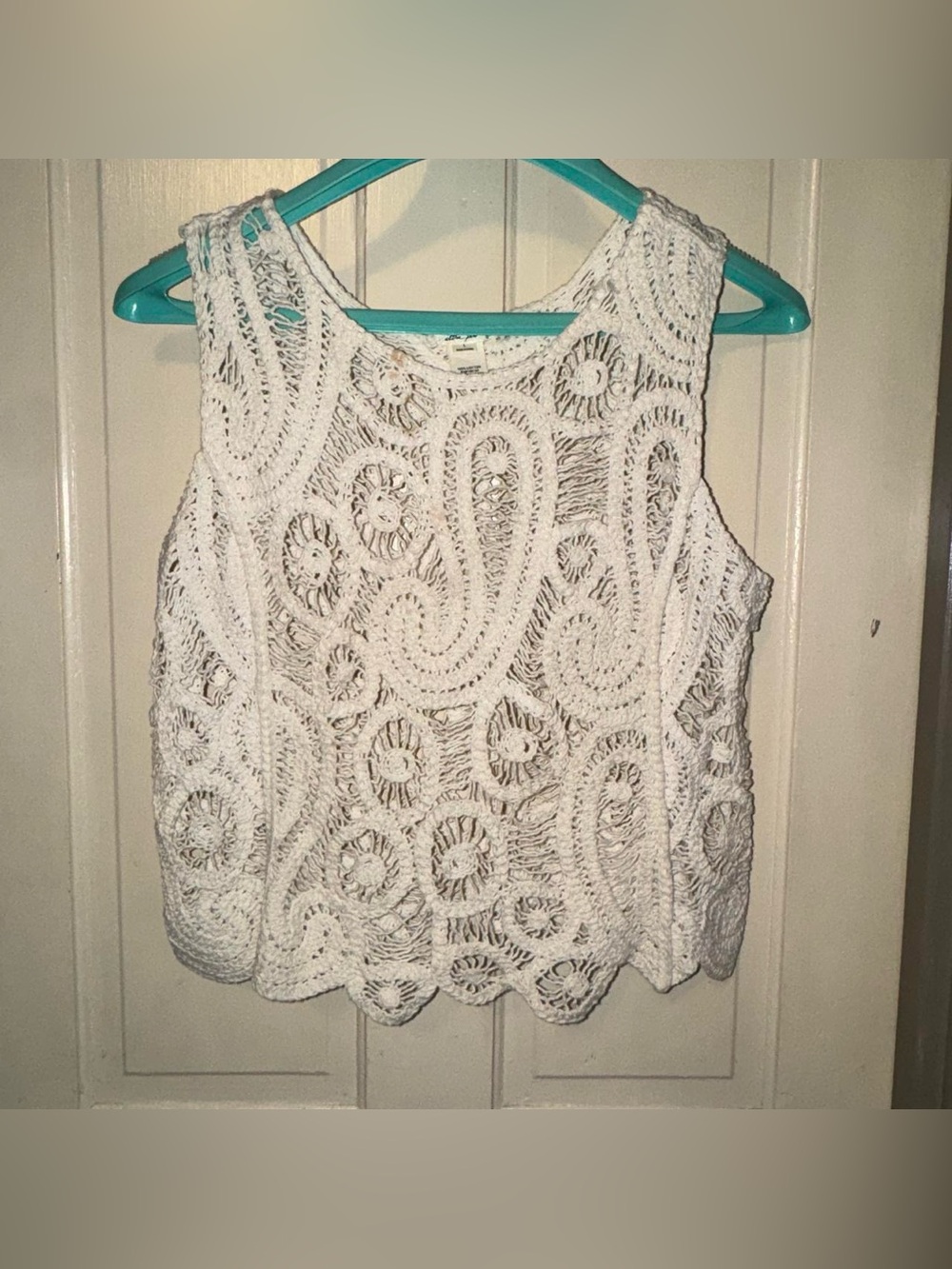 Ultra Pink White Crochet Tank Top